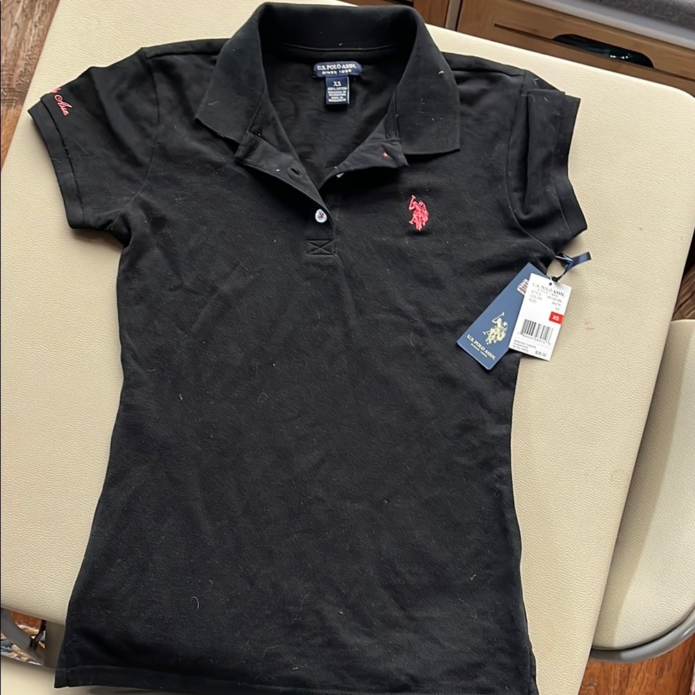 Ralph Lauren Black Polo with Pink Emblem